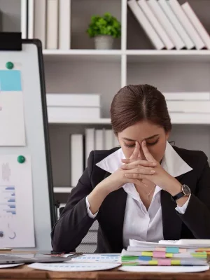femmes au bureau épuisement, fatigue